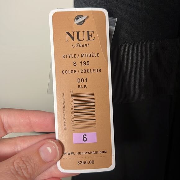 NWT NUE By Shani Feather Neck Shaping/Firming Sheath Dress Black Size 6 - Picture 6 of 10
